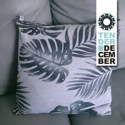 Gray Cushion Printed With A Monstera Leaves Pattern, Living Room Pillow Home Decorations, Ooak Pillow, Unique Artwork, Original - thumbnail 1