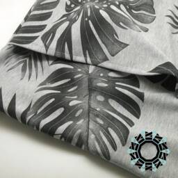Gray Cushion Printed With A Monstera Leaves Pattern, Living Room Pillow Home Decorations, Ooak Pillow, Unique Artwork, Original - thumbnail 2