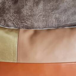 Color Block Faux Leather Lumbar Pillow Tan, Cinnamon & Gold - thumbnail 3
