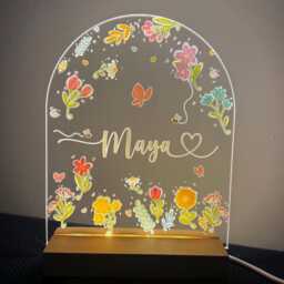 Custom Floral Name Night Light Personalized Nursery Decor - thumbnail 2