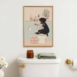 Black Labrador Toilet Art Print - Funny Bathroom Wall Dog Lover Gift Quirky Humorous Pet Decor - thumbnail 1