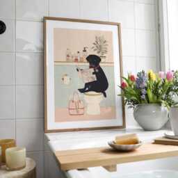 Black Labrador Toilet Art Print - Funny Bathroom Wall Dog Lover Gift Quirky Humorous Pet Decor - thumbnail 3