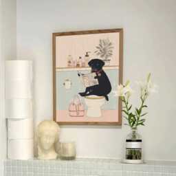 Black Labrador Toilet Art Print - Funny Bathroom Wall Dog Lover Gift Quirky Humorous Pet Decor - thumbnail 2