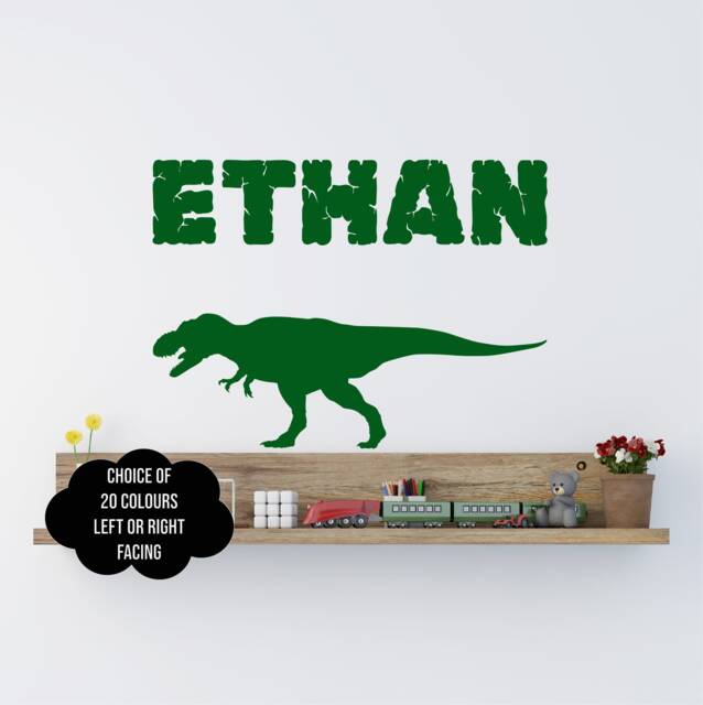 Dinosaur Sticker T Rex Personalised Boys Any Name Dino Kids Children's Girls Nursery Bedroom Wall Art Decal Transfer 330mm - image 1