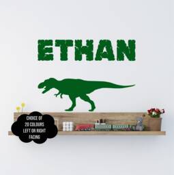 Dinosaur Sticker T Rex Personalised Boys Any Name Dino Kids Children's Girls Nursery Bedroom Wall Art Decal Transfer 330mm - thumbnail 1
