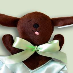 Brown Puppy Security Blanket Handmade Baby Lovey With Satin - thumbnail 2