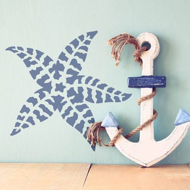 Striped Starfish Stencil - Wall Art Stencil Instead Of Decals Easy To Use Wall For A Quick Room Update Nautical - image 1