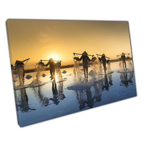 Vietnam Salt Harvesting Canvas Print Ready To Hang Wall Art For Home Or Office Decor - image 1