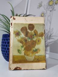 Van Gogh Sunflowers Wooden Wall Art Gold Accent Floral Decor - thumbnail 1