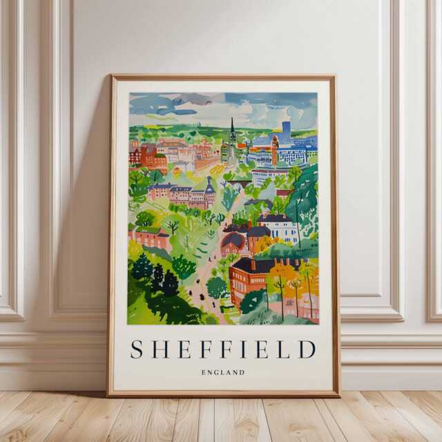 Sheffield Travel Poster England Cityscape Art Print - image 1