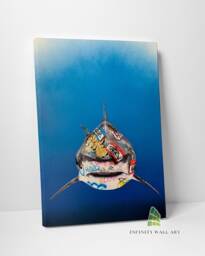 Graffiti Shark Canvas Art Wall Print Picture Banksy Style Abstract Animal Framed Home Decor -D28 - thumbnail 1