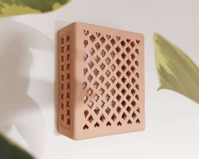 Square Terracotta Wall Light Cover, Moroccan Indoor Or Outdoor Wall Sconce - image 1