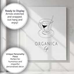 Minimalist Organic Tea Cup Line Art Cafe Illustration Canvas Wall Print Decor Picture Ready To Hang - thumbnail 3