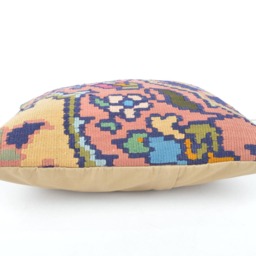 Handmade Wool Kilim Pillow Cover Rustic Turkish Cushion - 16x16'' - thumbnail 4