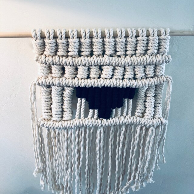 Black & White Cotton Macrame Wall Hanging - image 1