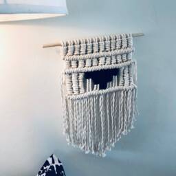 Black & White Cotton Macrame Wall Hanging - thumbnail 3
