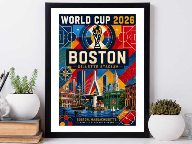 Boston World Cup 2026 Host City - Football Print Gift Bespoke A5 A4 A3 Framed Or Unframed - image 1