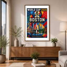 Boston World Cup 2026 Host City - Football Print Gift Bespoke A5 A4 A3 Framed Or Unframed - thumbnail 2