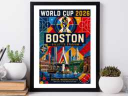 Boston World Cup 2026 Host City - Football Print Gift Bespoke A5 A4 A3 Framed Or Unframed - thumbnail 1