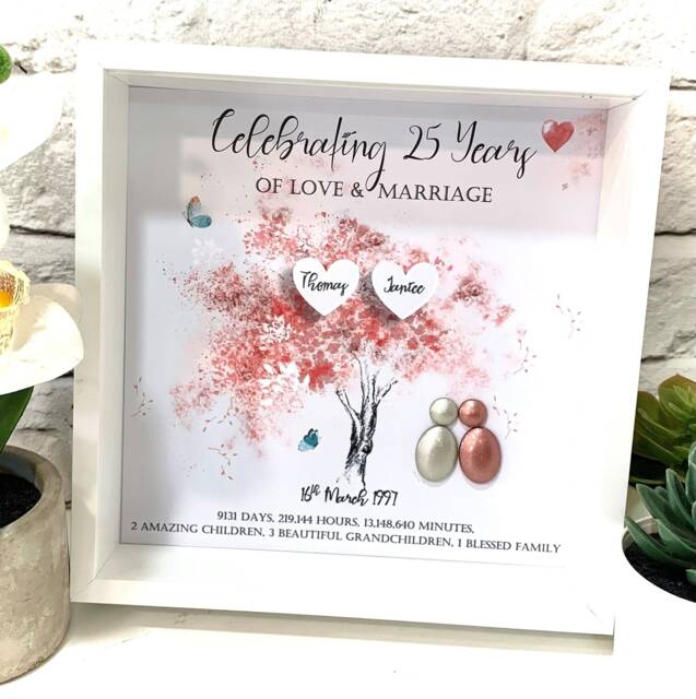 Personalised 1st Wedding Anniversary Gift, First Anniversary, Custom Family Tree Print, Any Year Print, Frame Wall Decor Art - image 1