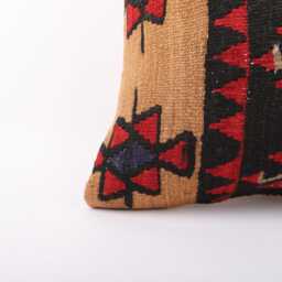 Vintage Turkish Kilim Pillow Cover Handwoven Wool Throw - 16x16 - thumbnail 2