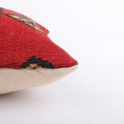 Vintage Turkish Kilim Pillow Cover Handwoven Wool Throw - 16x16 - thumbnail 4