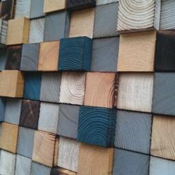 Reclaimed Wood Wall Art - Geometric Cube Mosaic - thumbnail 4
