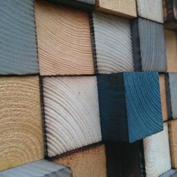 Reclaimed Wood Wall Art - Geometric Cube Mosaic - thumbnail 2
