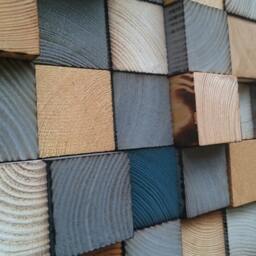 Reclaimed Wood Wall Art - Geometric Cube Mosaic - thumbnail 3