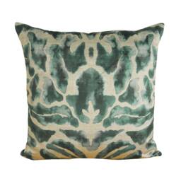 Voyage Decoration - Nikko Emerald Majestic Painterly Damask Velvet Cushion Cover Handmade Throw Pillow Designer Home Decor - thumbnail 3