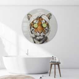 Tiger Zen Round Tempered Glass Wall Art, Large Decor, Living Room Home Decor Artwork, Painting, For Bedroom, Housewarming - thumbnail 3