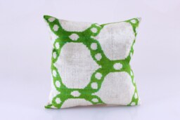 16x16 Ikat Velvet Pillow Cover, Handmade Cushion, Decorative Throw Pillow, Boho Cushion Turkish Home Decor - thumbnail 1