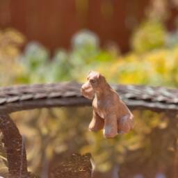 Schnauzer Figurine Or Sculpture. Made Of Solid Limba & Different Hardwoods. Gray in Color. Sitting Pose - thumbnail 4