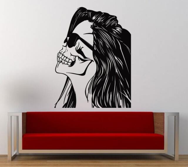 Skull Girl Woman Beautiful Hair Glasses Shades Swag Wall Decal Sticker Vinyl Mural Leaving Bedroom Room Home Decor Free Shipping L314 - image 1