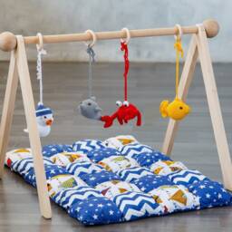 Wooden Baby Gym, Scandi Baby Gym With Globes, Frame, Play Activity Mat Toddler - thumbnail 4
