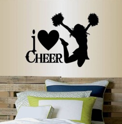 In-Style Decals Wall Vinyl Decal Home Decor Art Sticker I Love Cheer Cheerleader Jumping Girl Girls Teen Room Removable Mural Design 1800 - thumbnail 1