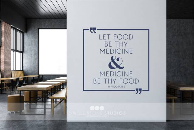 Let Food Be Thy Medicine Hippocrates Wall Decal Quote - Vinyl Kitchen Custom Home Decor - image 1