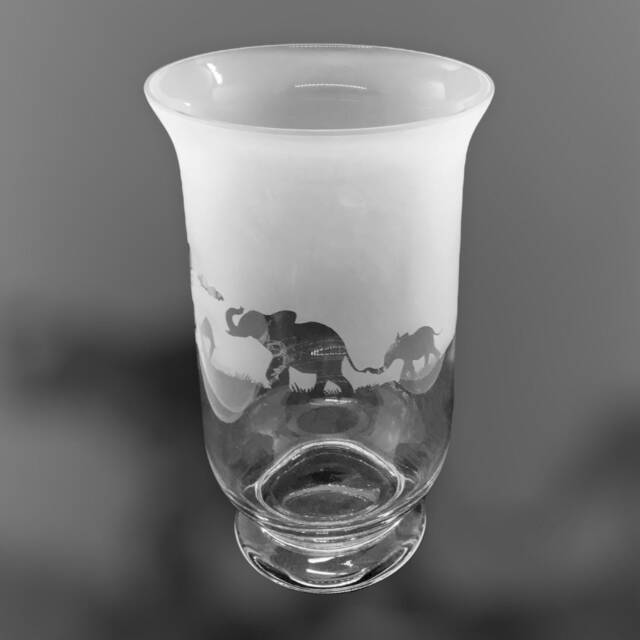 Elephant Vase Gift - 27cm Clear Crystal Glass Vase Elephant Frieze Design - image 1