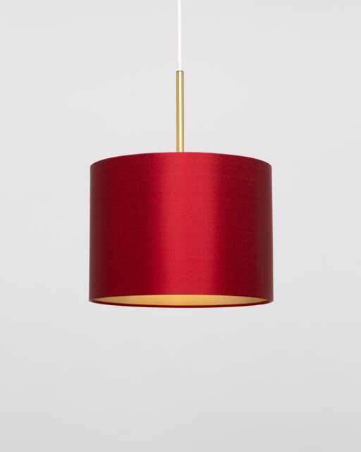 Chilli Red Satin Silk Gold Lining Lampshade - image 1