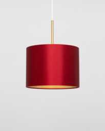 Chilli Red Satin Silk Gold Lining Lampshade - thumbnail 1