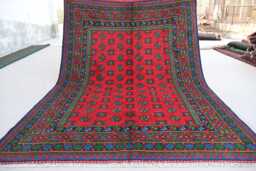 5'5x7'10 Multicolor Bukhara Rug, Afghan Hand Knotted Veg Dyes Wool Rug, Oriental Area Turkmen Tribal Rug Red Green Blue Living Room - thumbnail 1