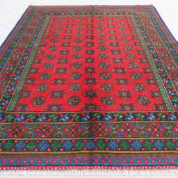 5'5x7'10 Multicolor Bukhara Rug, Afghan Hand Knotted Veg Dyes Wool Rug, Oriental Area Turkmen Tribal Rug Red Green Blue Living Room - thumbnail 3