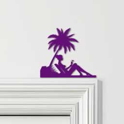 Door Topper Woman Relaxing Palm Tree Beach Cocktail Various Colours Decor Sign - Novelty Wall Decor, Frame Art, Decorative Art - thumbnail 4