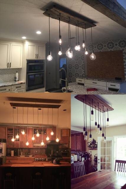 Rustic Reclaimed Wood Edison Bulb Industrial Chandelier Lights Led Lighting Country - image 1