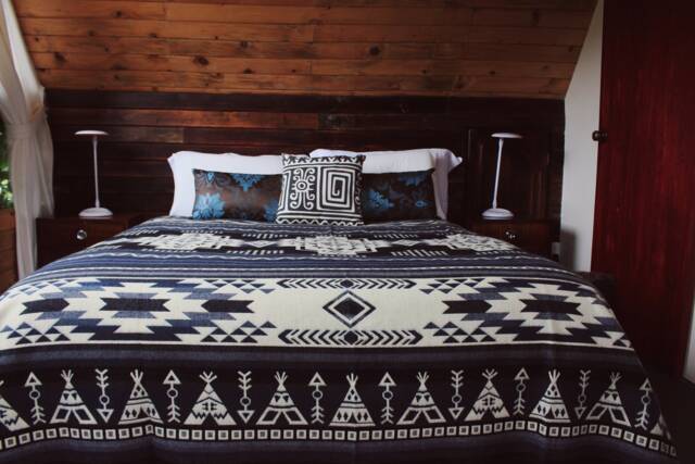 Handmade Reversible Alpaca Wool Blanket, Southwest Aztec Design - image 1