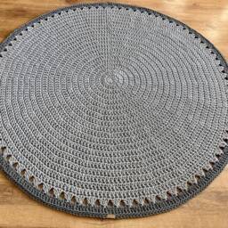 Round Crochet Rug - Handmade Cotton Circle Carpet For Living Room Or Bedroom - thumbnail 2