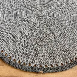 Round Crochet Rug - Handmade Cotton Circle Carpet For Living Room Or Bedroom - thumbnail 3
