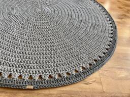 Round Crochet Rug - Handmade Cotton Circle Carpet For Living Room Or Bedroom - thumbnail 1