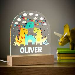 Personalised Dinosaur Night Light - Childrens Led Lamp - thumbnail 2