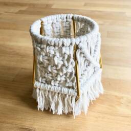 Handmade Macrame Tea Light Holder Boho Brass Candle - thumbnail 3